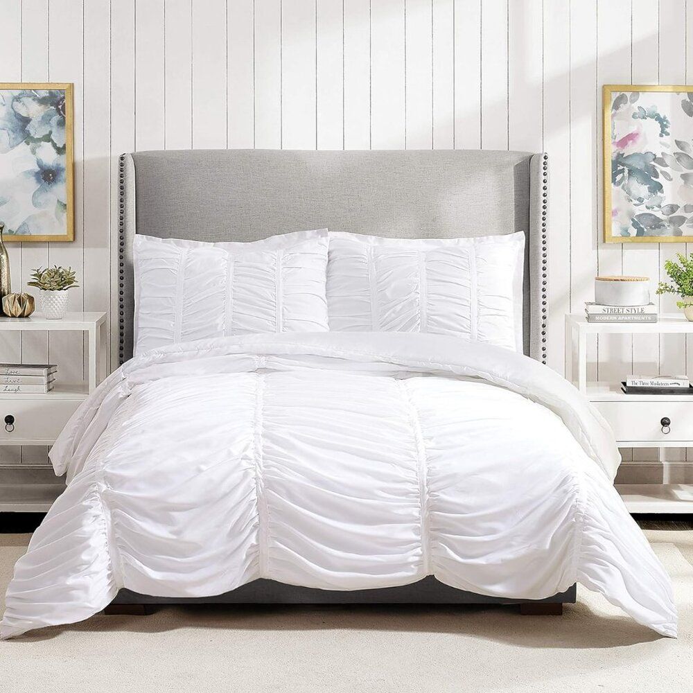 Tahari Home Ruched Comforter Ruched All Seasons Bedding Queen